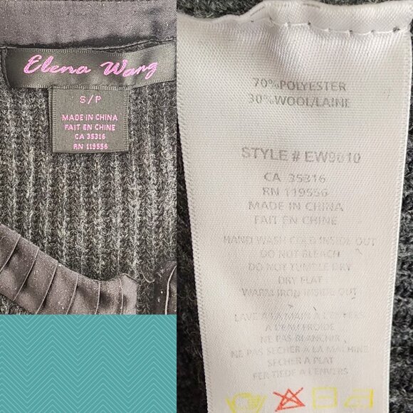 Elena Wang Dark Gray Wool Blend Ribbed Knit Full Zip Sweater Dress - Picture 5 of 5